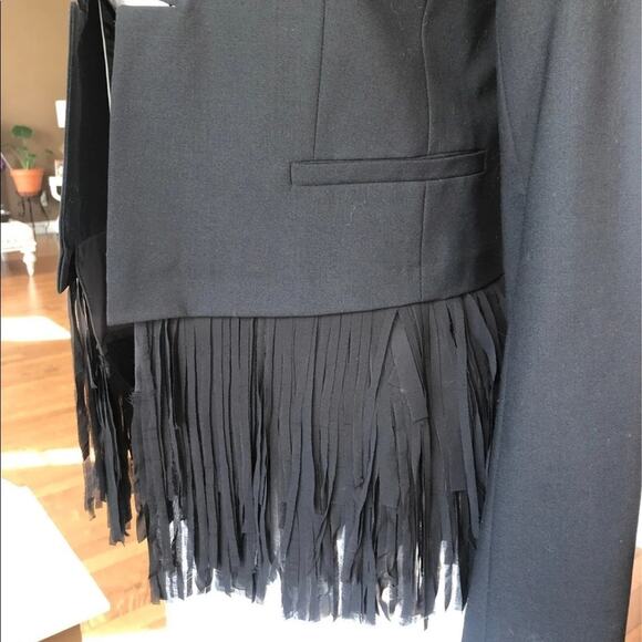 Banana Republic Chic Fringed Hem open front black blazer size 4 - Picture 7 of 13